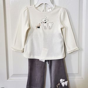 NWT Gymboree Poodle/Chihuahua 18-24 Month Top & 6-12 Month Velour Pants